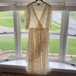 Vintage Boho lace wrap style wedding dress